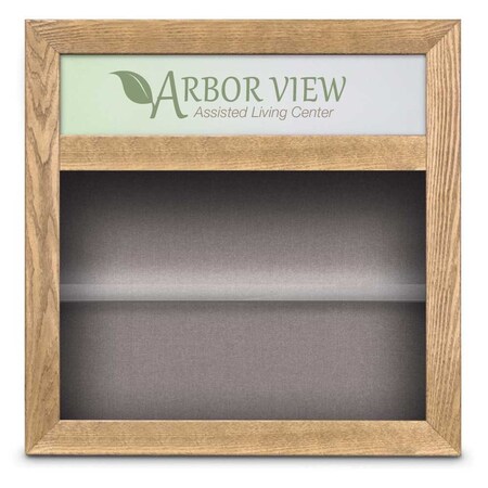 United Visual Products Outdoor Enclosed Combo Board, 42"x32", Satin Frame/Grey & Dark Spruce UVCB4232OD-GREY-DRKSPR